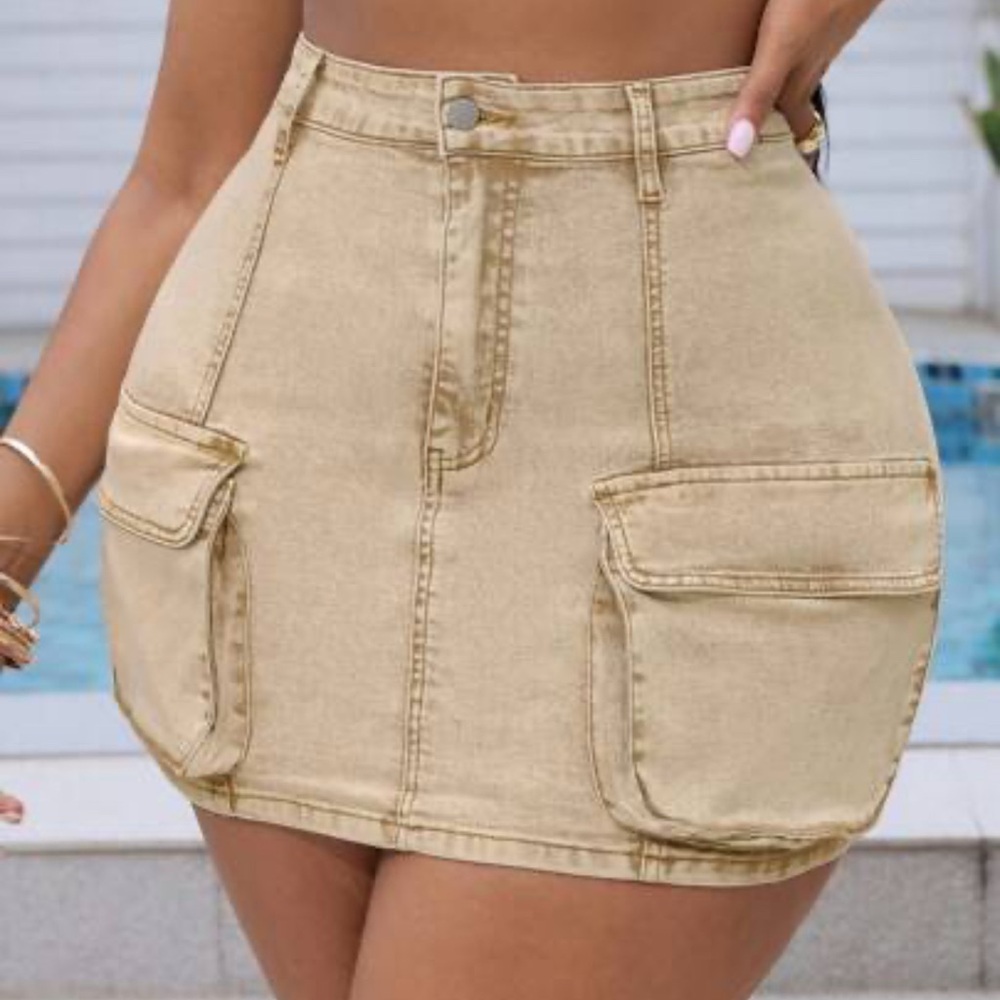 SHEIN Tan Denim Skirt